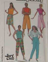 7959 SIMPLICITY UNISEX EZ SEW BAGGY PANTS 4 LENGTHS 28-30''W MED OR XL 36-39" WAIST